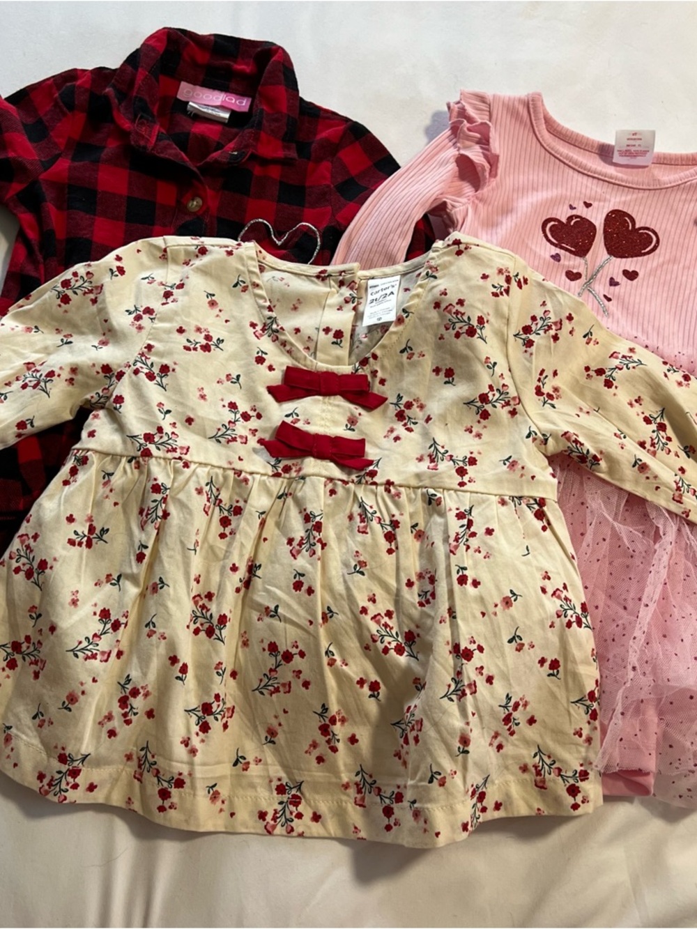 Carter's Cream Floral Babydoll Top good lad, buffalo check tunic tulle dress